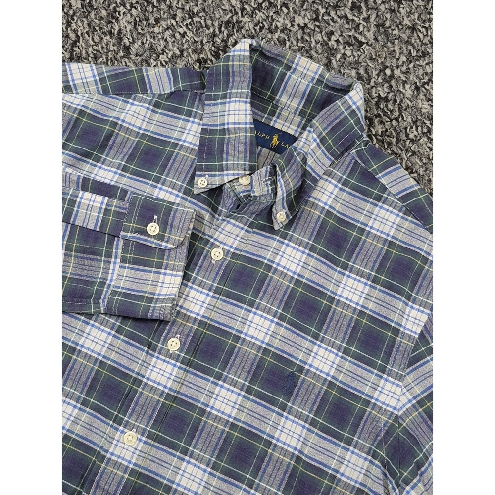 Polo Ralph‎ Lauren Button Down Long Sleeve Mens Small Blue Green Plaid